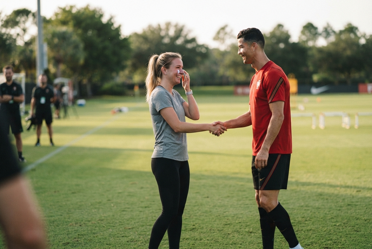 Featured image for Tears and Triumph: Inside the Viral Encounter Between Cristiano Ronaldo and Belgian Creator Céline Dept